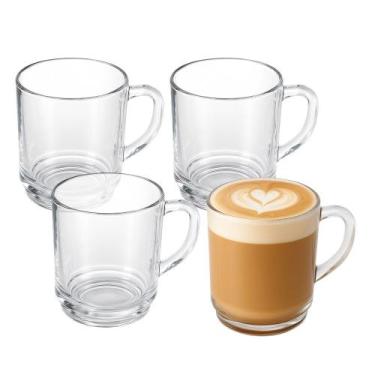 Imagem de Jogo 4 Caneca de Vidro Cappuccino Café Chá Bebidas Quentes New Coffe E
