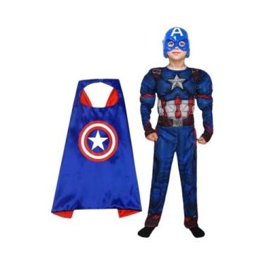 Imagem de Fantasia De Super-Herói Capitão América Para Jovens Com Máscara, Escud