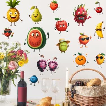 Imagem de SUPERDANT Adesivos de parede de desenho animado de frutas melancia abacaxi decalque de parede decoração de arte de vinil adesivo adesivo para cozinha sala de jantar quarto de crianças quarto sala de