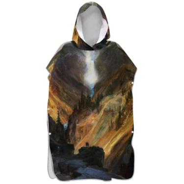Imagem de Joisal Poncho de surfe trocador de roupão para adultos praia banho com capuz toalhas absorventes paisagem Yellowstone Canyon unissex adulto poncho com capuz