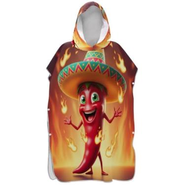 Imagem de Joisal Poncho de surf leve para adultos trocador de roupa de praia com capuz toalha de banho engraçada pimenta feminina ponchos com capuz