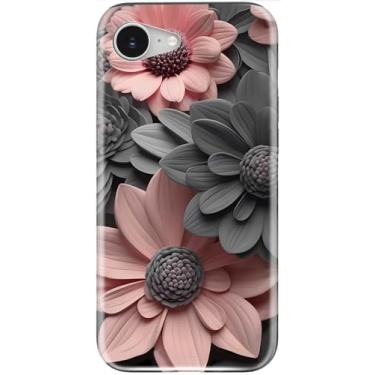 Imagem de LUMARKE Capa fofa para iPhone 16e - Compatível com carregamento sem fio - Silicone macio de camada dupla + capa rígida - Design floral moderno - Capa de telefone brilhante para mulheres - Gerbera