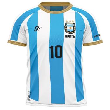 Imagem de Camiseta Filtro UV Infantil Argentina Albiceleste Tri Campeã-Masculino