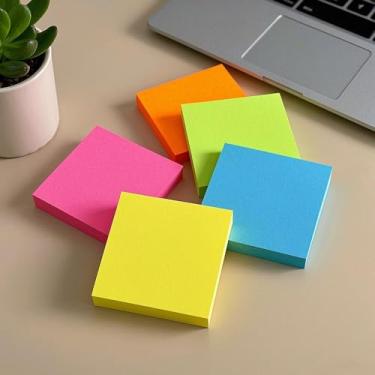 Imagem de Notas adesivas, 7,5 x 7,6 cm, 5 blocos autoadesivos, fácil de colocar para escritório, casa, 50 folhas/bloco, mistura 6