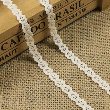 Imagem de Fita de renda de algodão, acabamento de renda bege para embrulho de embalagem de presente de scrapbook, fita de artesanato faça você mesmo, 10 jardas (bege-1 cm)