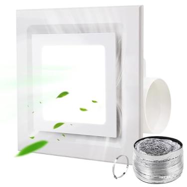 Imagem de FEITON Exaustor de banheiro com luz, suporte de teto, 110 CFM 1.0 Sones 1.0 duto de 10 polegadas, combo de luz de ventilador de banho quadrado silencioso, ventilador de chuveiro com luz