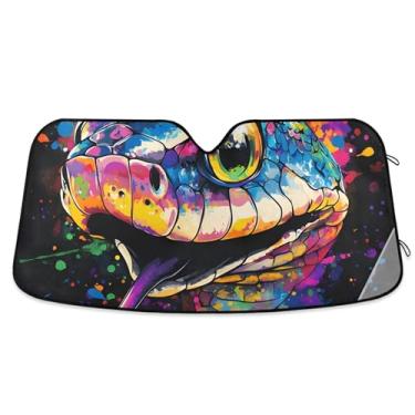 Imagem de Persiana de cabeça de cobra colorida para para-brisa de carro acessórios retráteis engraçados personalizados para janelas para-brisa frontal L, 144,8 cm x 80 cm