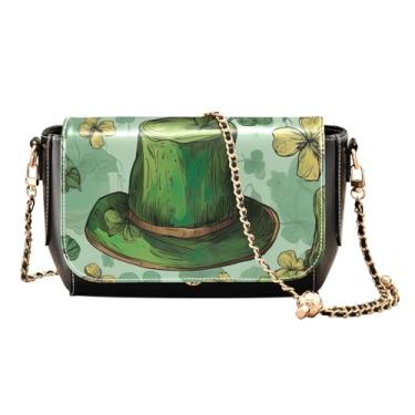 Imagem de Bolsa de ombro feminina de couro PU, bolsa tiracolo feminina de couro, bolsa de couro transversal feminina, Chapéu de duende e trevo - 2, One Size