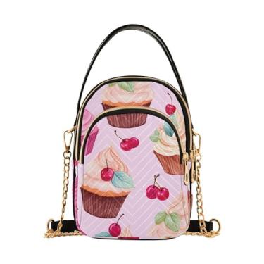 Imagem de GAIGEO Bolsa tiracolo feminina com pintura de baleia gigante, bolsas transversais modernas pequena bolsa tiracolo, Cupcakes-3, One Size