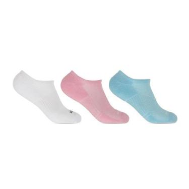 Imagem de Kit 3 Meias Hoahi Soquete Atoalhada, Azul, Branco, Rosa, 33-38