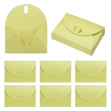 Imagem de PATIKIL Mini envelopes de cartão de 10 x 7 cm, 20 peças de porta-envelopes fofos com fecho de coração para aniversário, casamentos, lembrancinhas, cartões de felicitações, verde-claro
