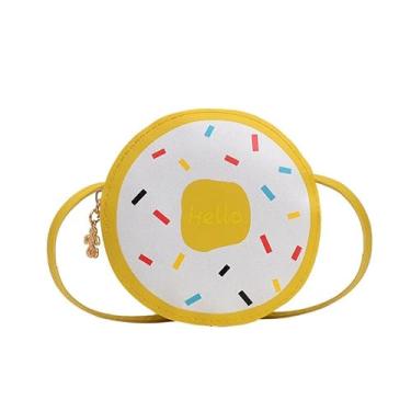 Imagem de Bolsa transversal donut de silicone arco-íris redonda alça ajustável para meninas férias e viagens, Amarelo, Bolsa quadrada pequena transversal