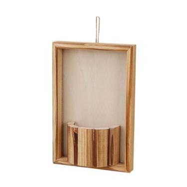 Imagem de Generic Vaso de parede para flores, decoração rústica, em madeira, com flores secas, porta-retratos e suporte para plantas, ideal para sala de estar e quarto.