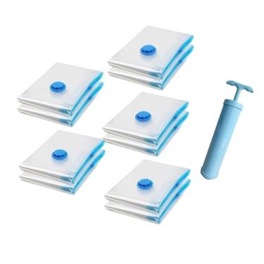 Imagem de DimyFew Saco de armazenamento a vácuo com selagem a vácuo para presentes, itens essenciais de viagem, fácil de usar, economiza espaço, para roupas, 10 Peças