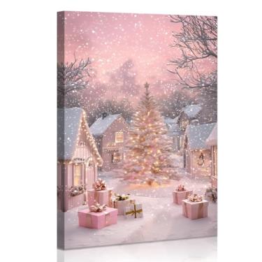 Imagem de Arte de parede de Natal rosa grande árvore de Natal decoração de parede grande tela de Natal impressões de arte de parede emolduradas 30 x 40 cm