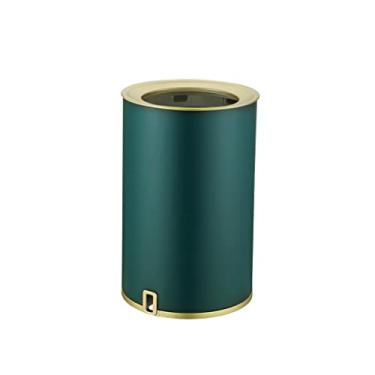 Imagem de Lixeira redonda de 8L com tampa aberta e lixeira, lata de lixo para casa, escritório, restaurante, banheiro, grande, 20 cm