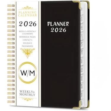 Imagem de Calendário planejador semanal e mensal 2026, inclui janeiro de 2026 a dezembro de 2026, 12,7 x 20,3 cm, capa flexível, encadernado, abas laminadas, empresa