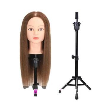 Imagem de Cabeça De Manequim Profissional 100% Cabelo Humano Para Treinamento De