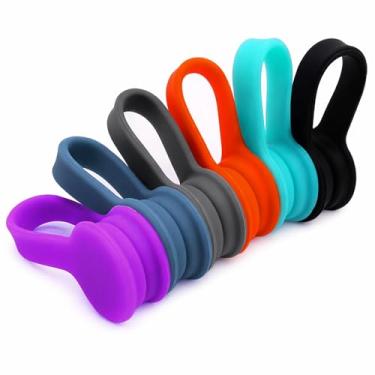 Imagem de Pacote com 6 abraçadeiras magnéticas multicoloridas Viaky, alças para enrolar, clipes para cabo, organizador de cabos para fones de ouvido/cabo USB/marcadores/chaveiro/gerenciamento de cabos