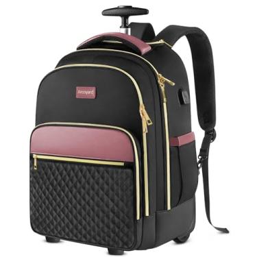 Imagem de Arcoyard Mochila de rodinhas para adultos com rodas, mochila com rodas para mulheres, mochila de viagem com rodinhas, Preto, roxo, 40 liters, Mochila com rodinhas e bagagem de mão