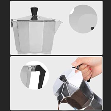 Imagem de aqxreight Máquina de café Moka Pot Cervejaria Italiana Com Construção Em Liga de Alumínio para Sabor, 12 Xícaras de 600 Ml, Design Europeu Octogonal para Uso Doméstico e na Cozinha (6 Copos 300ML)