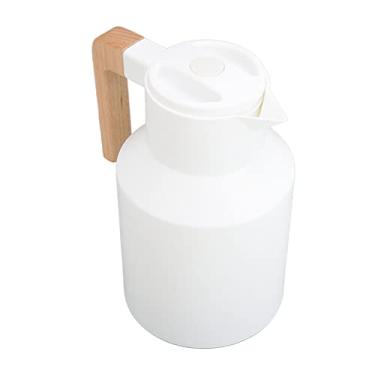 Imagem de Phefop Jarra de café, Alça de Madeira, Jarra Térmica, Capacidade de 1000ml para café e Sucos, Perfeita para Uso Doméstico e No Escritório (Branco)