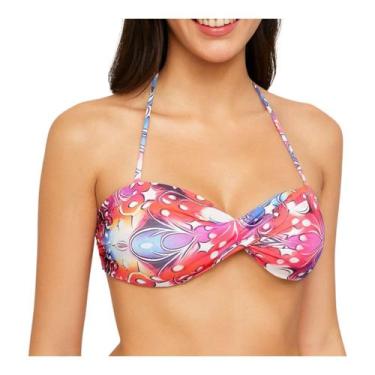 Imagem de Top De Biquíni sem alça Torcido Estampado Moda Praia - Corpo Dourado M