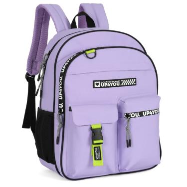 Imagem de Mochila Feminino Juvenil Escolar Emborrachada Roxo Grande