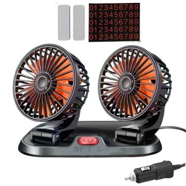 Imagem de Ventilador 24V Duplo Caminhao Carreta Painel SUV Verao Calor Dias Quentes Sol 2 Velocidades
