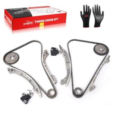 Imagem de Kit de corrente de distribuição compatível com Nissan Armada Titan NV2500 NV3500 Pathfinder para Infiniti M56 Q70 Q70L QX56 QX70 QX80 VK56VD 5.6L #13024-1LA1A 13024-AR00A Conjunto de corrente de