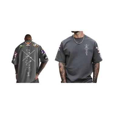 Imagem de Camiseta Masculina Oversized Com Estampa De Esqueleto De Anime, Manga 