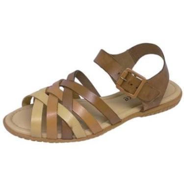 Imagem de Sandália Feminina Conforto Moderna Couro Dia a Dia New Face-Feminino