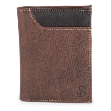 Imagem de Carteira Masculina Slim Porta Cartão Couro Legítimo Rustica - Ello Gri