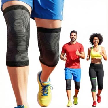 Imagem de Joelheira de Compressao Esportiva Unissex, Suporte Ortopedico para Joelho, Corrida, Caminhada, Academia, Crossfit, Futebol e Volei PRETO
