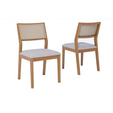 Imagem de Cadeira Sala de Jantar Oiti Kit 2 Un Carvalho/Linho Cinza/Tela - Cimol