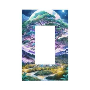 Imagem de Capa decorativa para interruptores de luz, árvore mágica, 1 gangue, tomada, placa decorativa para interruptor, placa frontal, GFCI, capas para decoração de casa