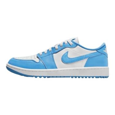 Imagem de Nike Tênis de basquete masculino Air Jordan 1 Low Shoes, Branco/azul universitário, 46