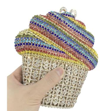Imagem de Usuisy Mini bolsas clutch de strass Icecream para mulheres, formais, novas bolsas de casamento, bolsa de mão de cristal para noite para festa, Colorida nº 8, Mini