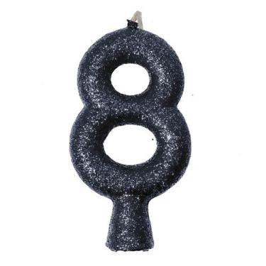 Imagem de Vela de Aniversário Puro Glitter Preta - Festcolor, 8