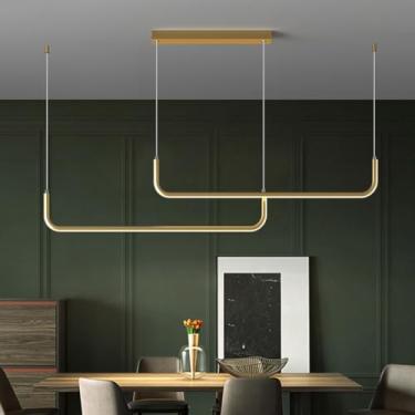 Imagem de Luminária pendente LED para sala de estar, com intensidade regulável e controle remoto, estilo lustre, moderna, para mesa de jantar, em alumínio e acrílico, ideal para iluminação de teto em