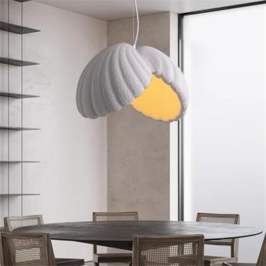 Imagem de Luminária pendente japonesa Wabi-sabi para mesa de jantar e cozinha, moderna e criativa, com cúpula branca imitando pedra, ideal para quarto, sala de estar, sala de jantar, café, restaurante