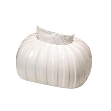 Imagem de Porta-lenços de papel cerâmico, textura listrada, casa, sala de estar, escritório, organizador de mesa, preto, branco, capa de caixa de lenços faciais (branca)