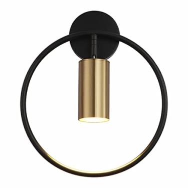 Imagem de Arandela de parede moderna Modo Lighting com 1 lâmpada, estilo meados do século XX, luminária circular para quarto (dourada, pacote com 1 unidade)
