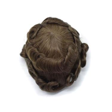 Imagem de Aplique de testa Peruca para homens, sistema de cabelo humano com nó duplo natural, unidade 4#