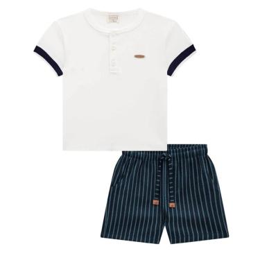 Imagem de Conjunto Infantil Menino Camiseta/Bermuda Sarja Azul Luc.boo-Masculino