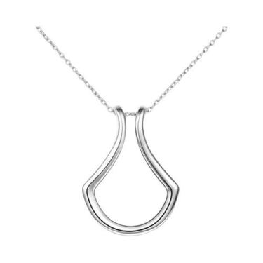 Imagem de Colar Com Suporte Geométrico Para Anel Em Ouro Prateado 45cm, Pingente