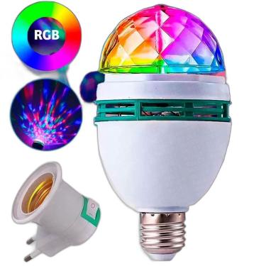 Imagem de Lâmpada Globo De Luz Giratória Led Jogo Balada Tomada Fest