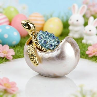 Imagem de Caixa de joias de tartaruga marinha articulada - tartaruga bebê chocando de um ovo pintado à mão caixas de joias de tartaruga marinha