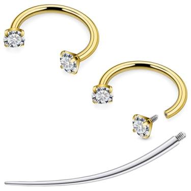 Imagem de Tkzndnm F136 titânio 20/18/16/14g 8/10/12 mm 10 cores CZ ferradura nariz orelha septo piercing joias cartilagem tragus helix daith brincos para mulheres homens, 16g*5/16in-8mm, Metal, Zircônia cúbica