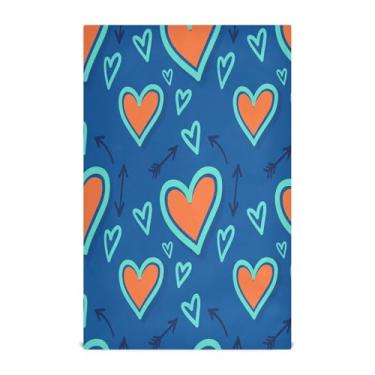 Imagem de Wassud Toalhas de prato de cozinha de corações laranja brilhantes 1 pacote de panos de prato macios com laço para pendurar toalha de mão super absorvente de secagem rápida toalhas de chá de mesa